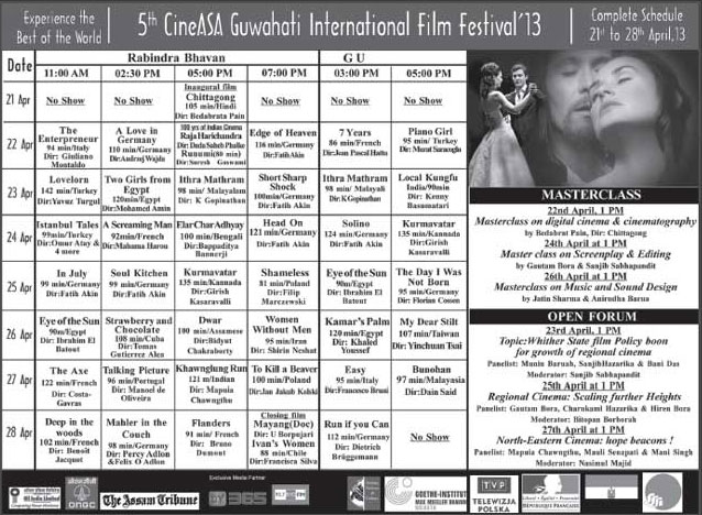 5th CineASA Guwahati International Film Festival, 2013